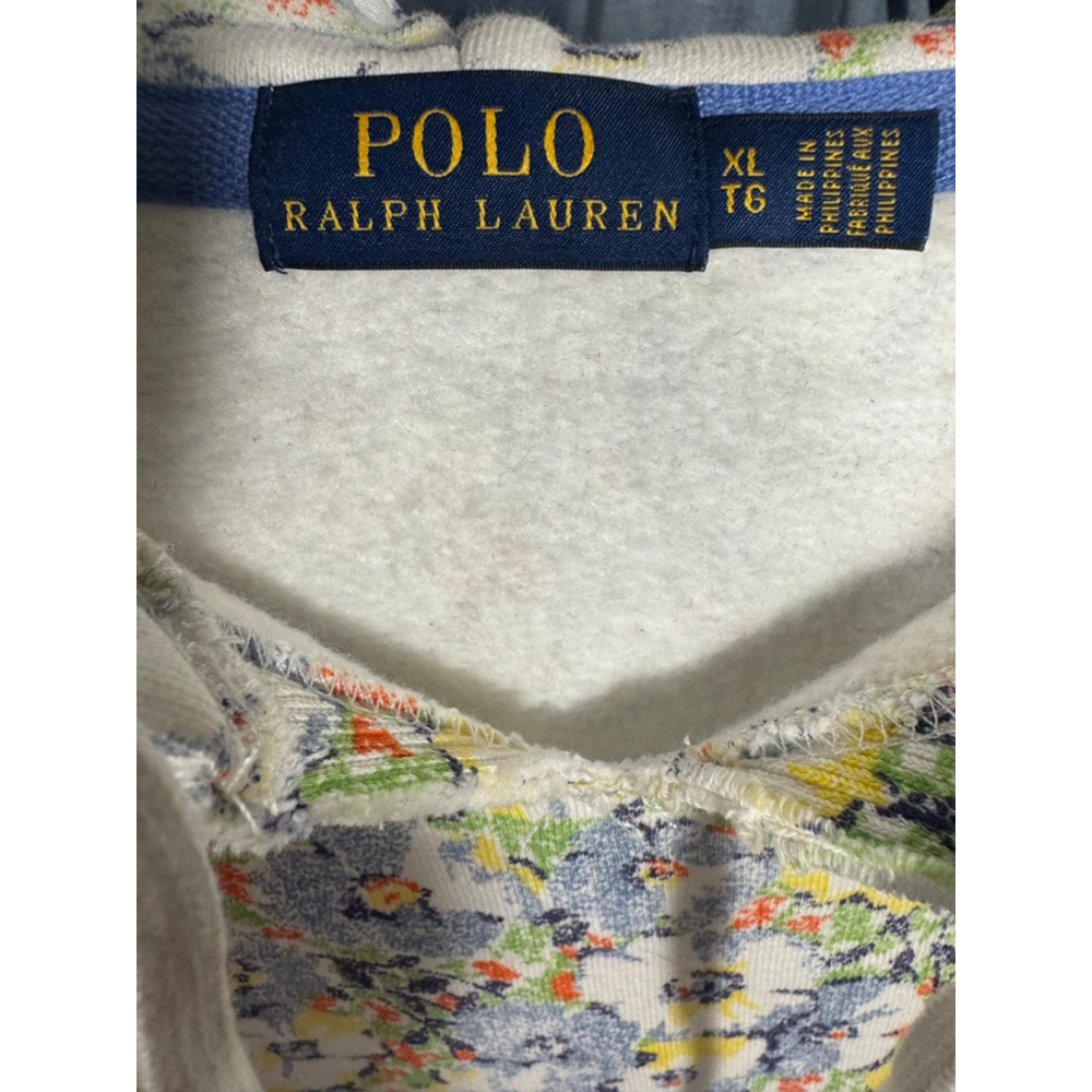 Women's Polo Ralph Lauren Floral Hoodie XL White Blue AOP - Picture 2 of 8